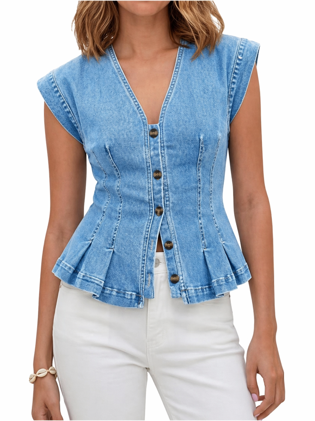 Alara | V-Neck Denim Top