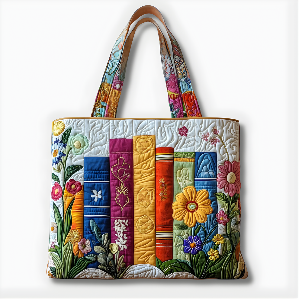 Colorful Garden Book Parade | Handmade Quilted Tote