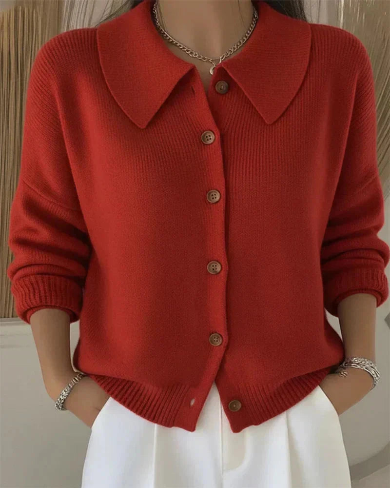 Amara™ | Classic Collared Knit Cardigan